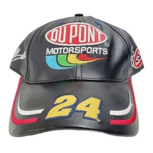 Vintage NASCAR Hat Black Leather DUPONT Motorsports JEFF GORDON #24 Chase